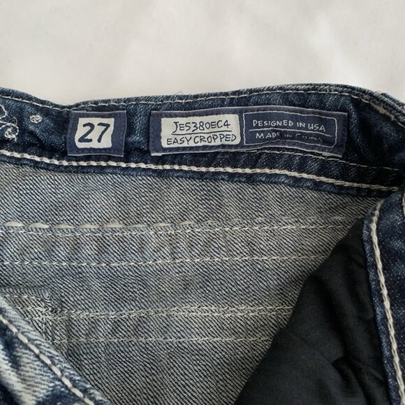 Miss Me Easy Cropped Jeans Size 27 JE5380EC4 Embellished Pockets Cuffed Hem - Picture 8 of 11